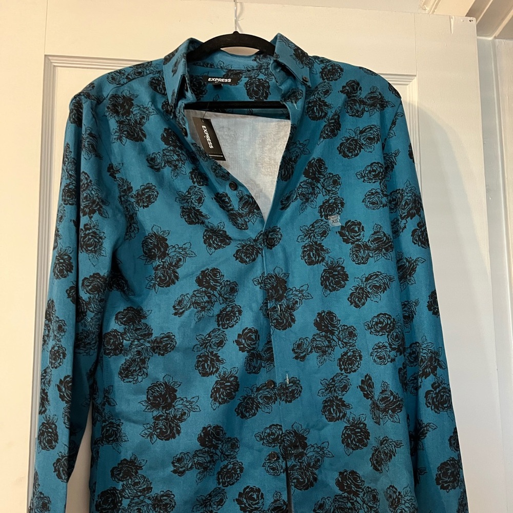 Express “mens” XS teal button down NWT